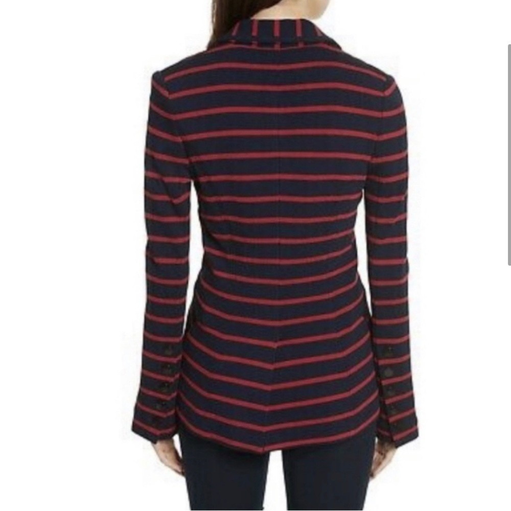 Veronica Beard Fontana Dickey Blazer Women's Medium Navy Red Striped Knit USA - Picture 2 of 16